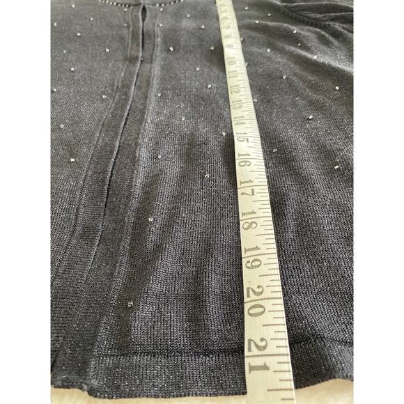 Emma James Silk Blend Black Beaded Metallic Thread Hook Front Cardigan‎ Sz S - Picture 6 of 10